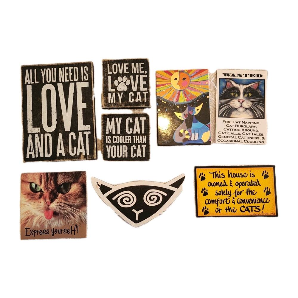 Lot Of 8 Vintage CAT Magnets Fridge Assorted Funny Y2K Gifts